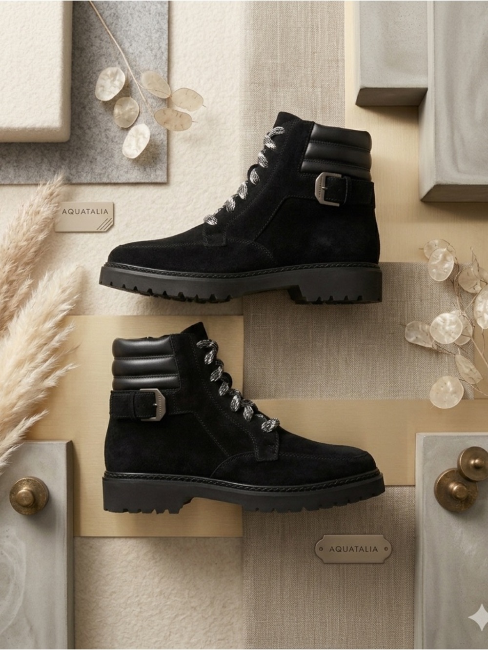 Aquatalia Mayra Weatherproof Lace-Up Boot Black 8 NEW